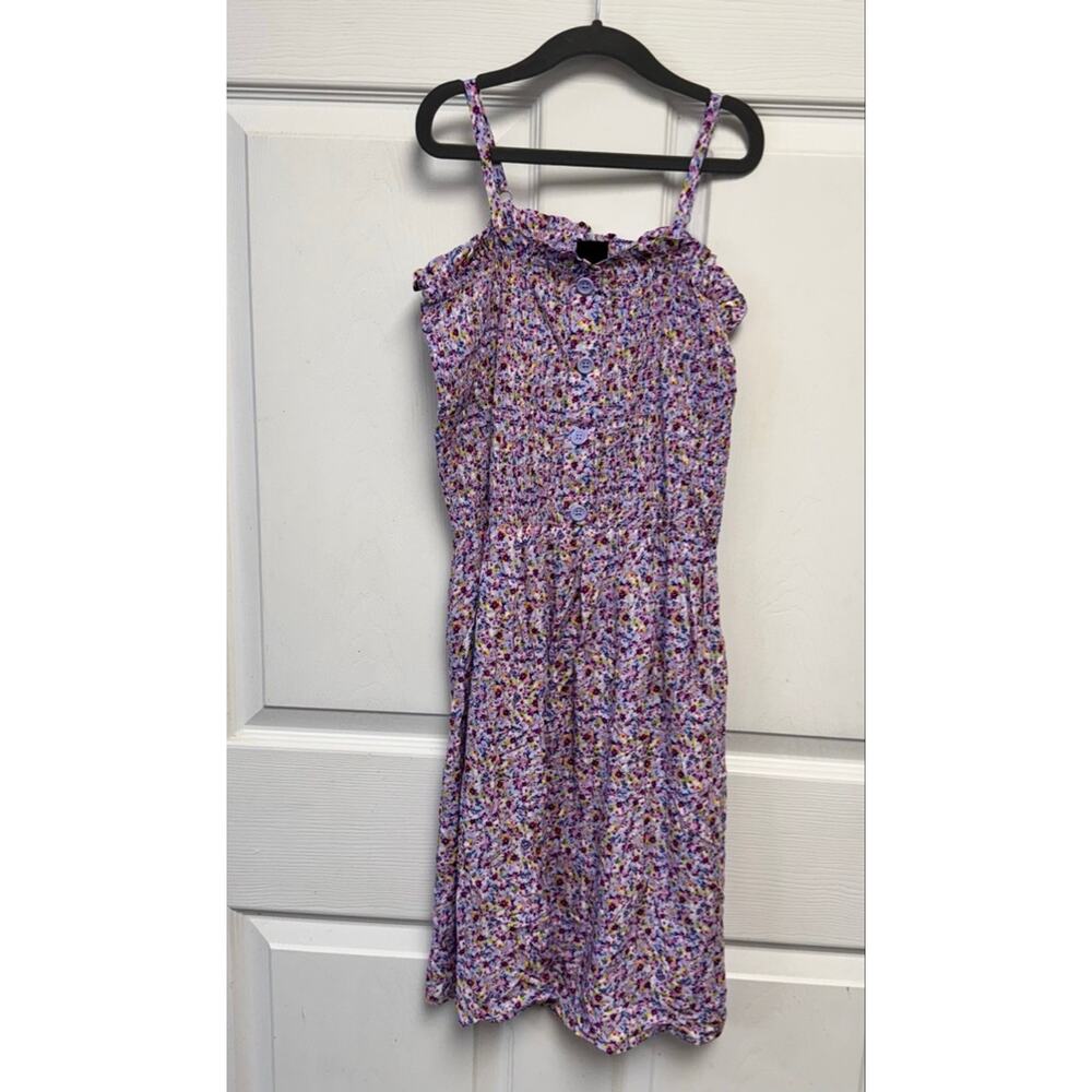 Art Class Sun Dress Girls XL (14/16) Purple Floral Sleeveless Casual